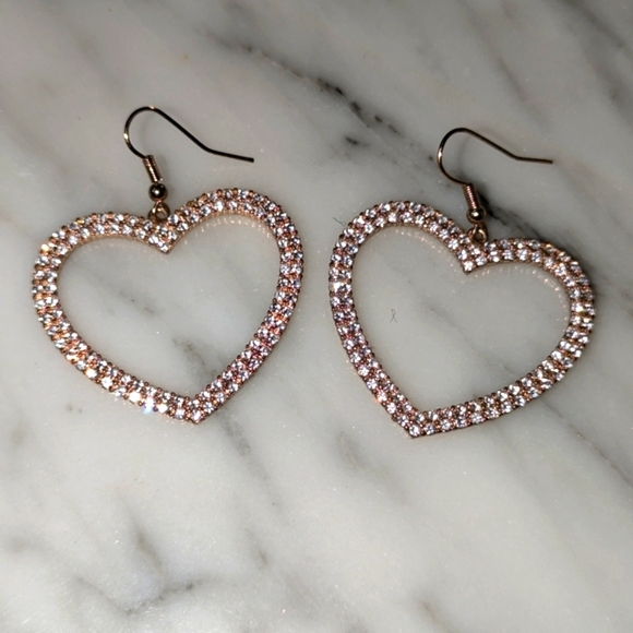 Sparkling Heart shaped CZ Earrings - Picture 5 of 15